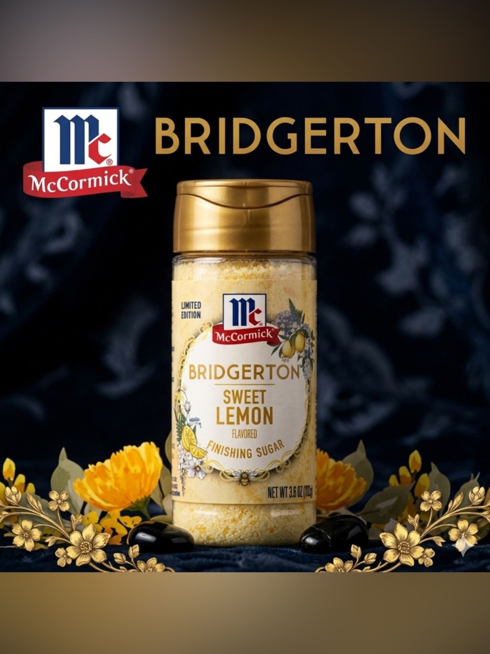 McCormick Bridgerton Sweet Lemon Finishing Sugar (3.6oz/102g) *Sealed New*